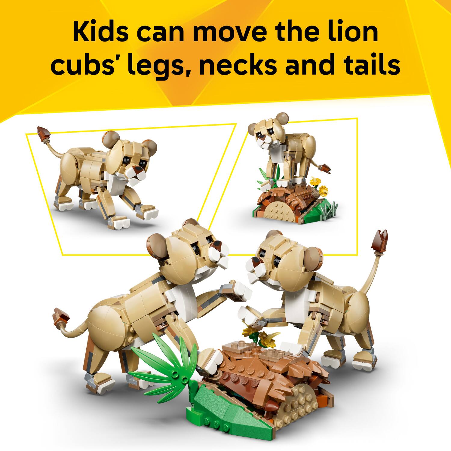 Kids can move the lion cubs' legs, necks and tails