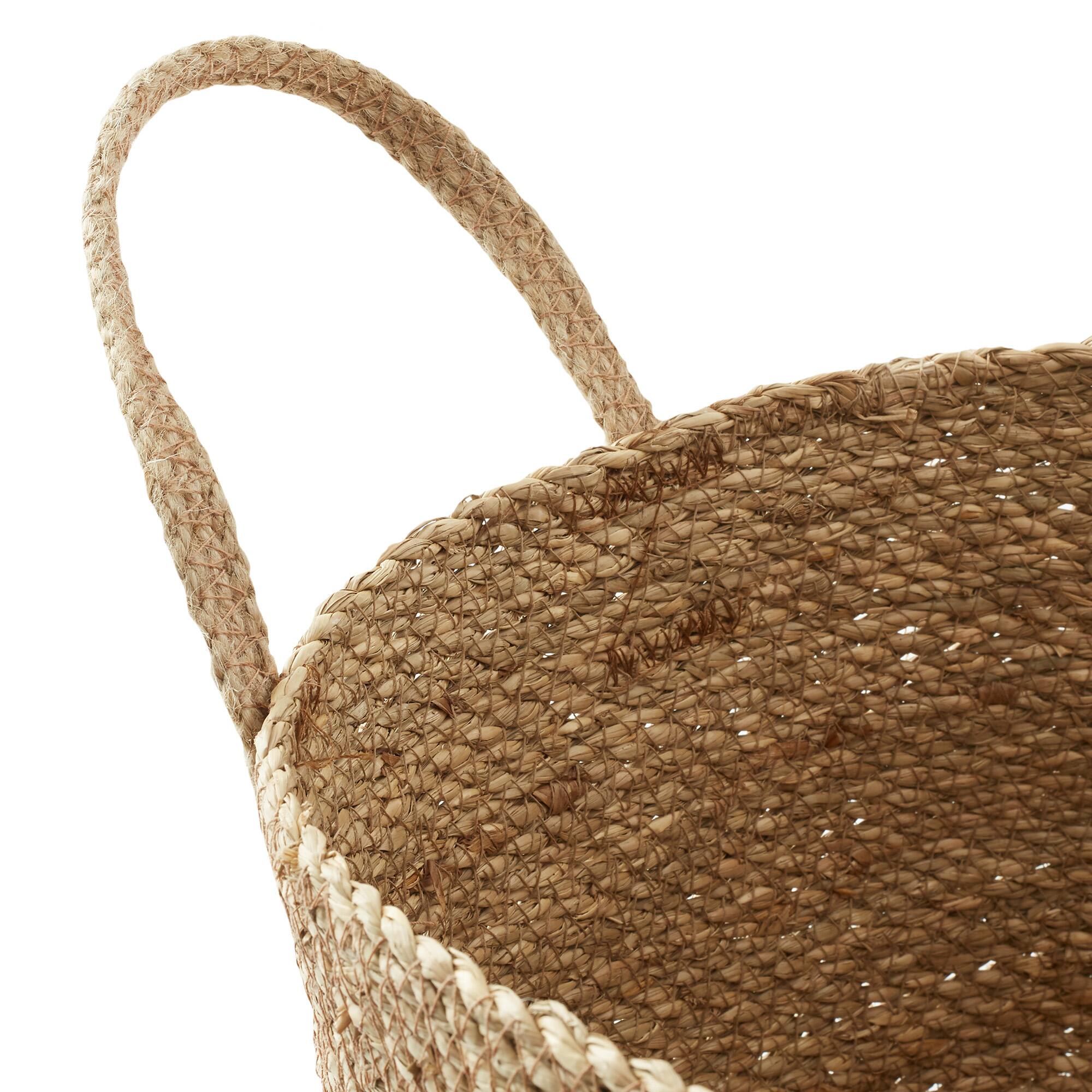 Alt View 3. Casafield - 3 Seagrass Storage Basket Planters with Jute Handles - Boho Woven Bins - Natural.