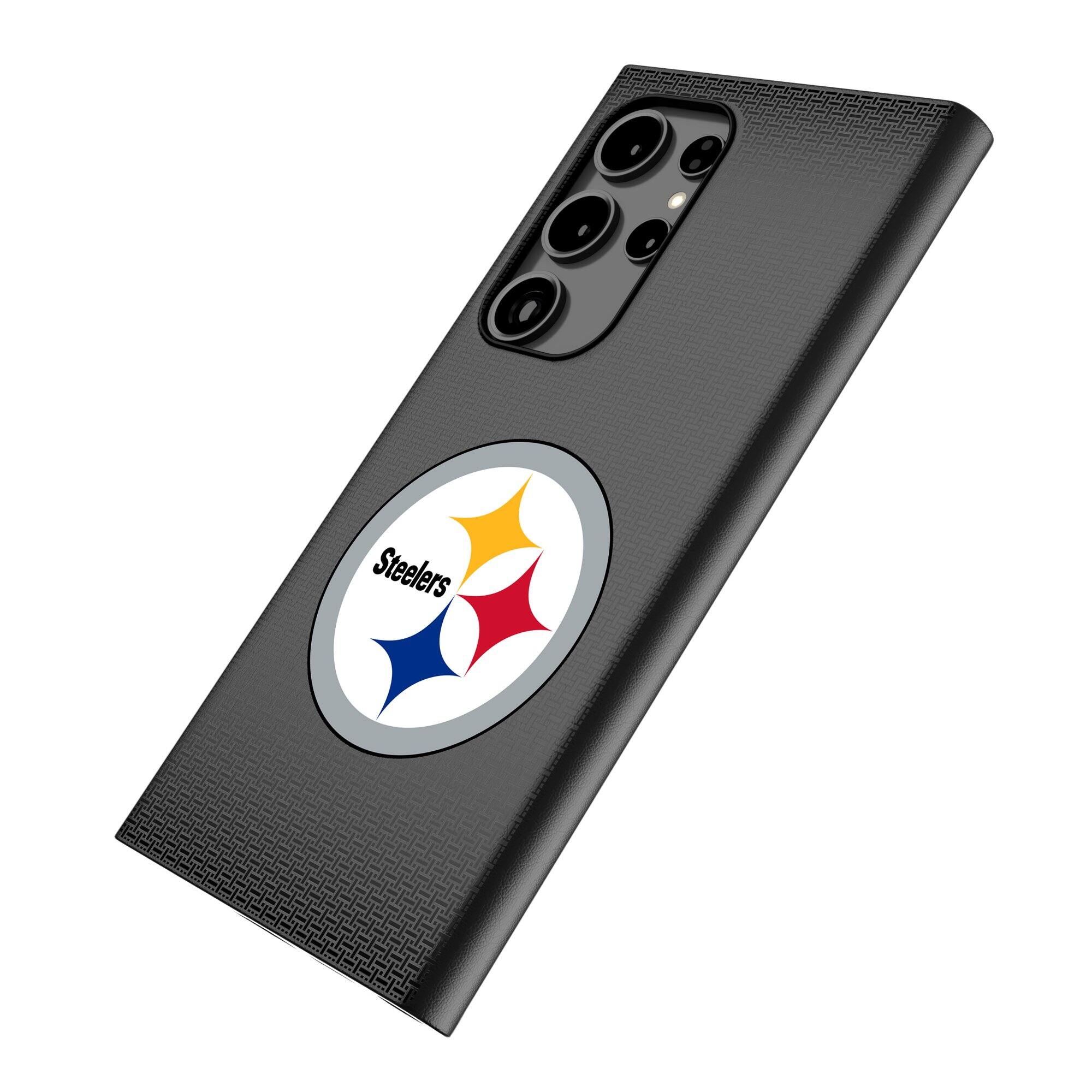 Alt View 1. Keyscaper - Pittsburgh Steelers Linen Galaxy Magnetic Bump Case - S24 Ultra - Black.