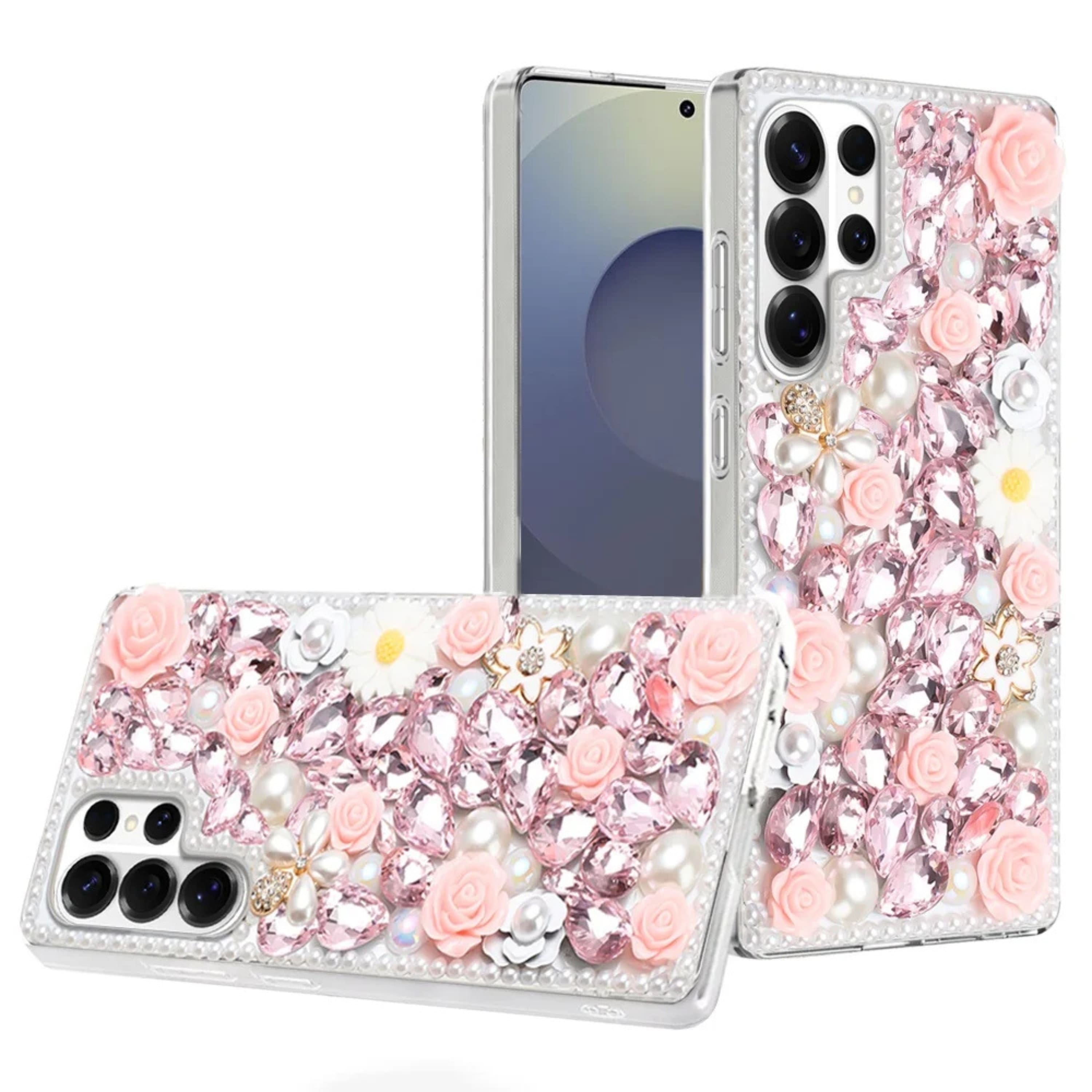 Kitcheniva - Full Rhinestone 3D Rose Bling Case With Tempered Glass For Samsung S26 Ultra - Pink price history on PriceWatchPro