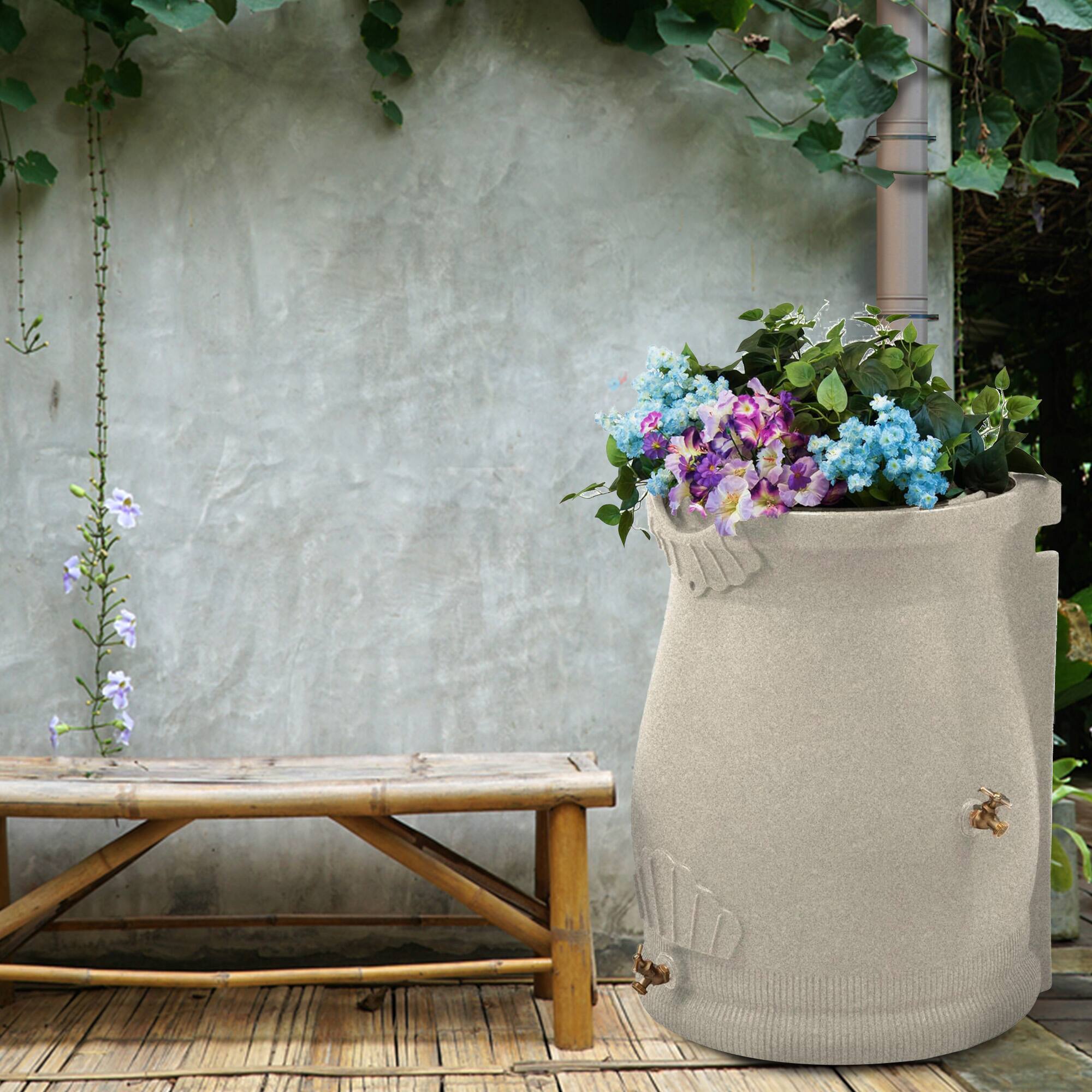 Alt View 3. Good Ideas - Good Ideas Rain Wizard 50 Gallon Plastic Rain Barrel Urn, Sandstone (2 Pack).