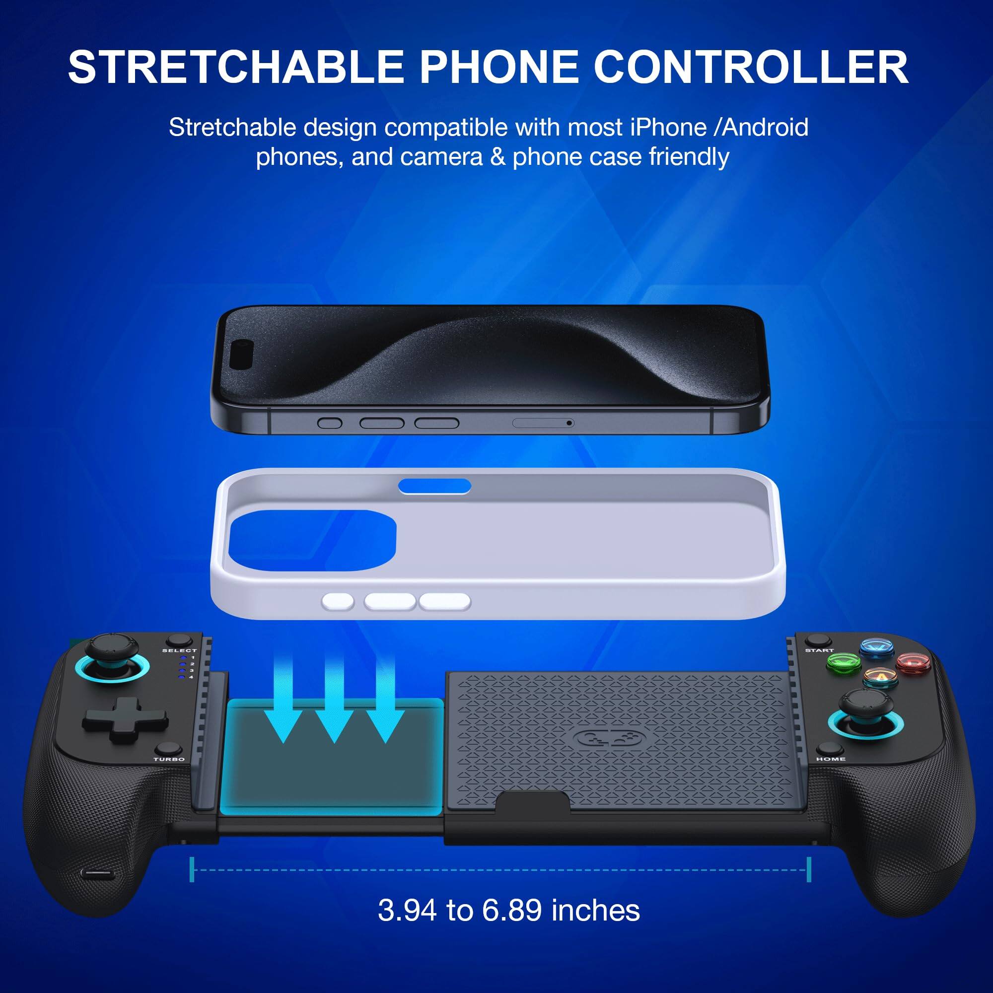 STRETCHABLE PHONE CONTROLLER

Stretchable design compatible with most iPhone / Android phones, and camera & phone case friendly

3.94 to 6.89 inches