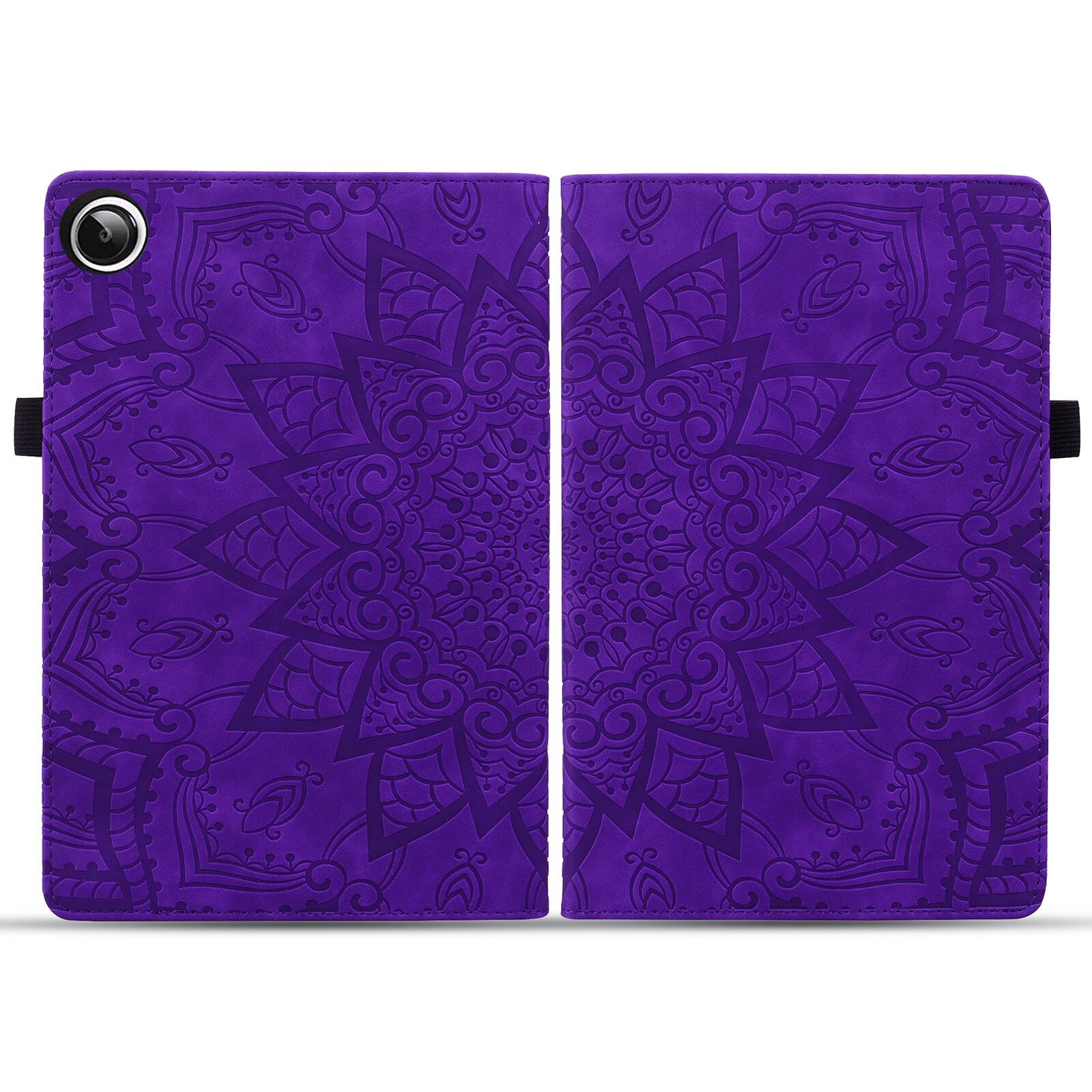 Back. Dteck - Case for Samsung Galaxy Tab A11+/A11 Plus SM-X230 & Tab A9+/A9 Plus SM-X210,Shockproof Embossed PU Leather Folio Cover - Purple.