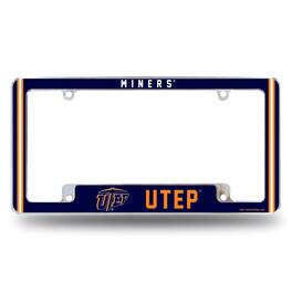 Rico Industries - UTEP Miners Chrome Metal License Plate Frame with Full Frame Team Color Graphics - Multi