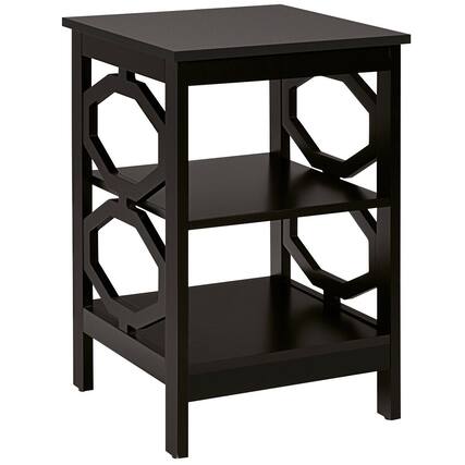 Front. Sugift - 3-tier Nightstand Sofa Side End Accent Table - Dark Brown.