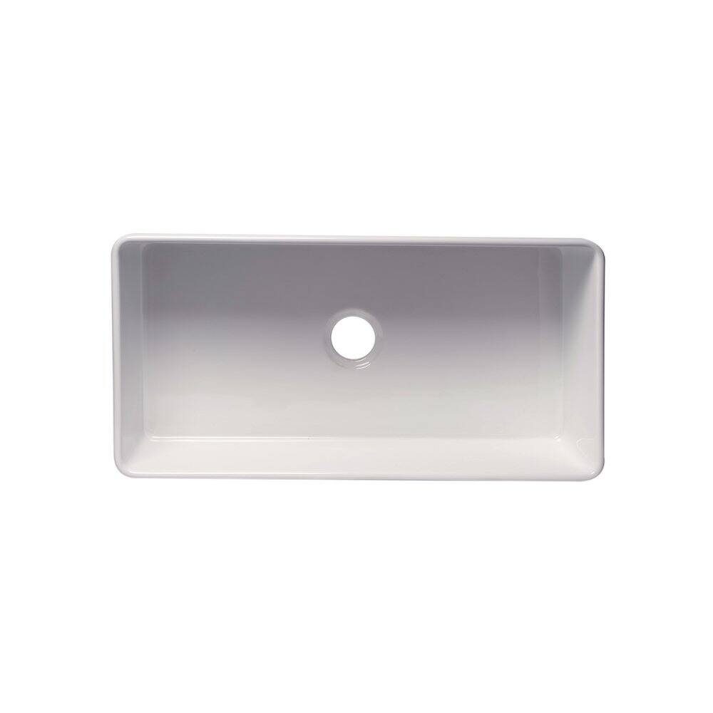 Alt View 3. Alfi - ALFI brand ABF3618 36 White Thin Wall Single Bowl Smooth Apron Fireclay Kitchen Farm Sink - White.