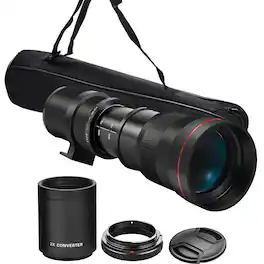 Vivitar - 420-1600mm f/8.3 HD Manual Super Telephoto Zoom Lens for Nikon D7500 D5600 - Black