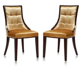 Manhattan Comfort - Fifth Avenue Traditional Wood Upholstered Dining Chair - Set of 2 - Antique Gold