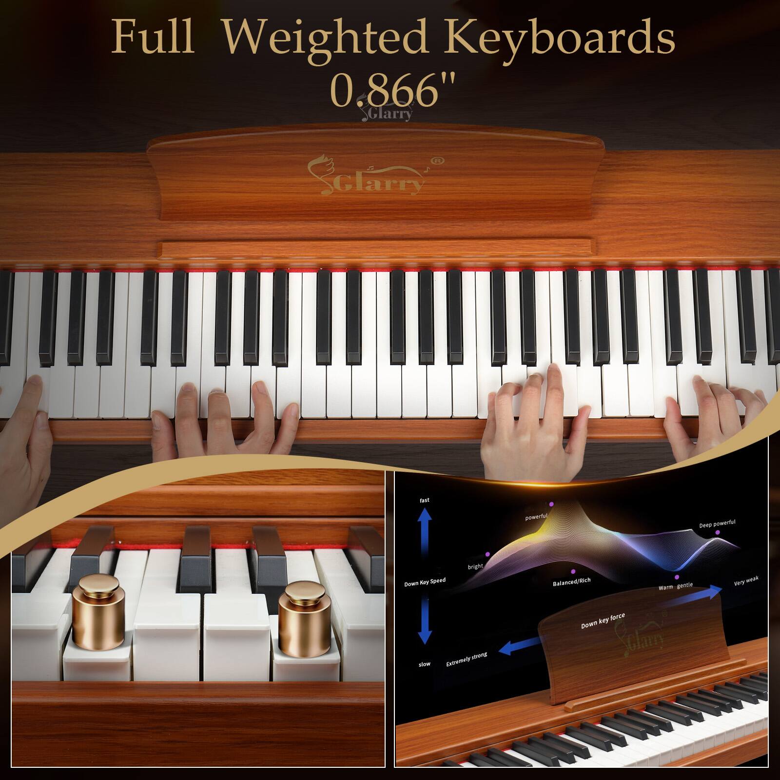 Full Weighted Keyboards  
0.866"  
Glarry
