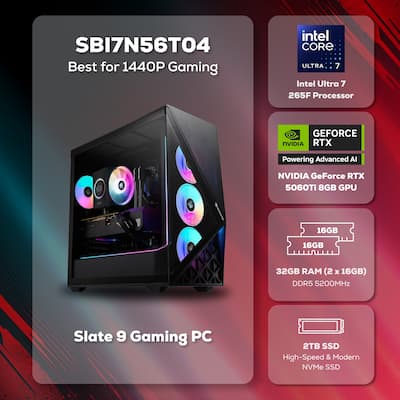 iBUYPOWER Slate Gaming Desktop PC Intel Core Ultra 7 265F 2025 iBUYPOWER Slate Gaming Desktop PC Intel Core Ultra 7 265F 2025