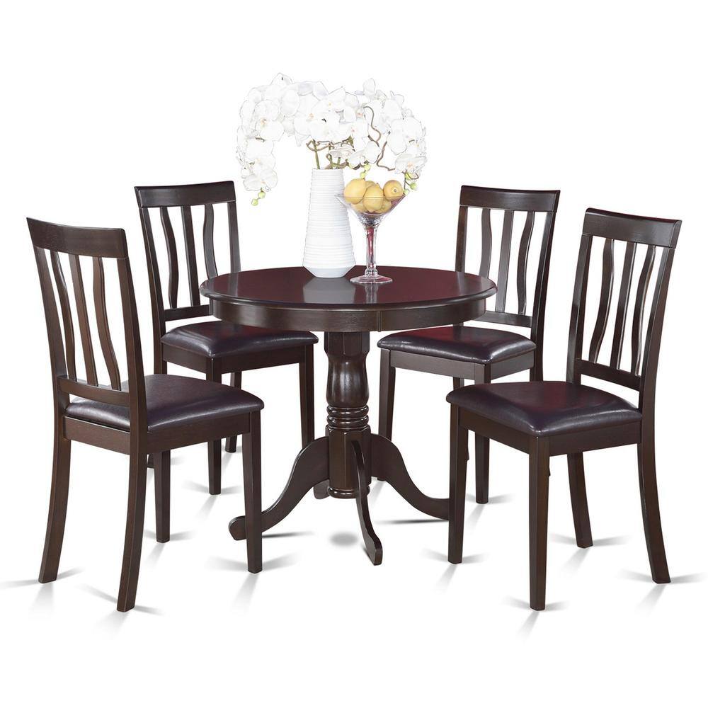 Back. East West Furniture - 5 Pc Kitchen Table set-Kitchen Table and 4 Dining Chairs - Cappuccino.