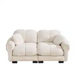 Boyel Living - Cream Beige Loveseat Sofa 76.3 in L x 33.8 in W x 35.4 in H Living Room Bedroom Apartment - Cream Beige