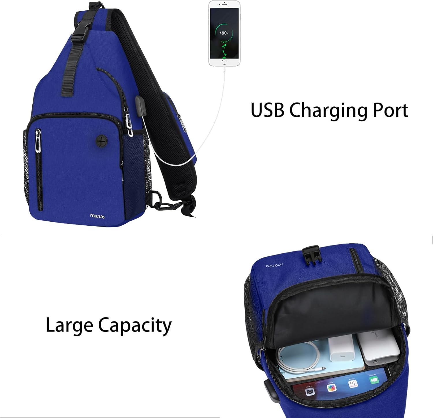 ABO. + USB Charging Port  
maruro arow  
Large Capacity