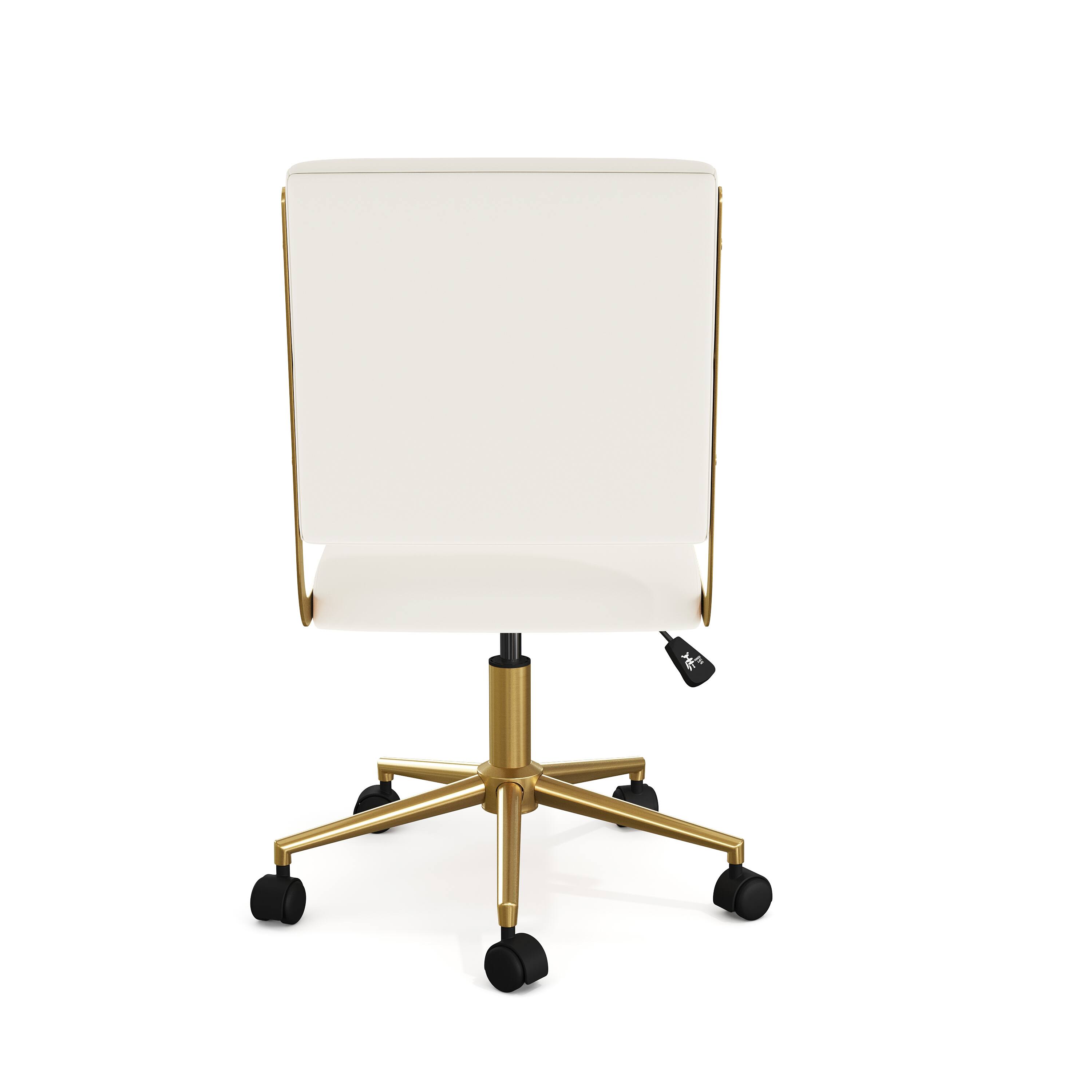 Alt View 8. Martha Stewart - Lulu Upholstered Height-Adjust Swivel Home Office Chair - Off White Faux Leather/Polished Brass Frame.