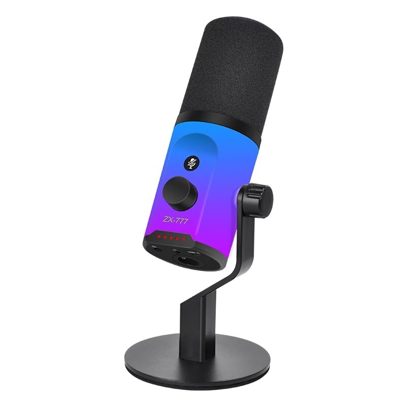 Cluzine - Condenser Microphone USB Type-C RGB Noise Cancelling for Recording Gaming Live Streaming - Black