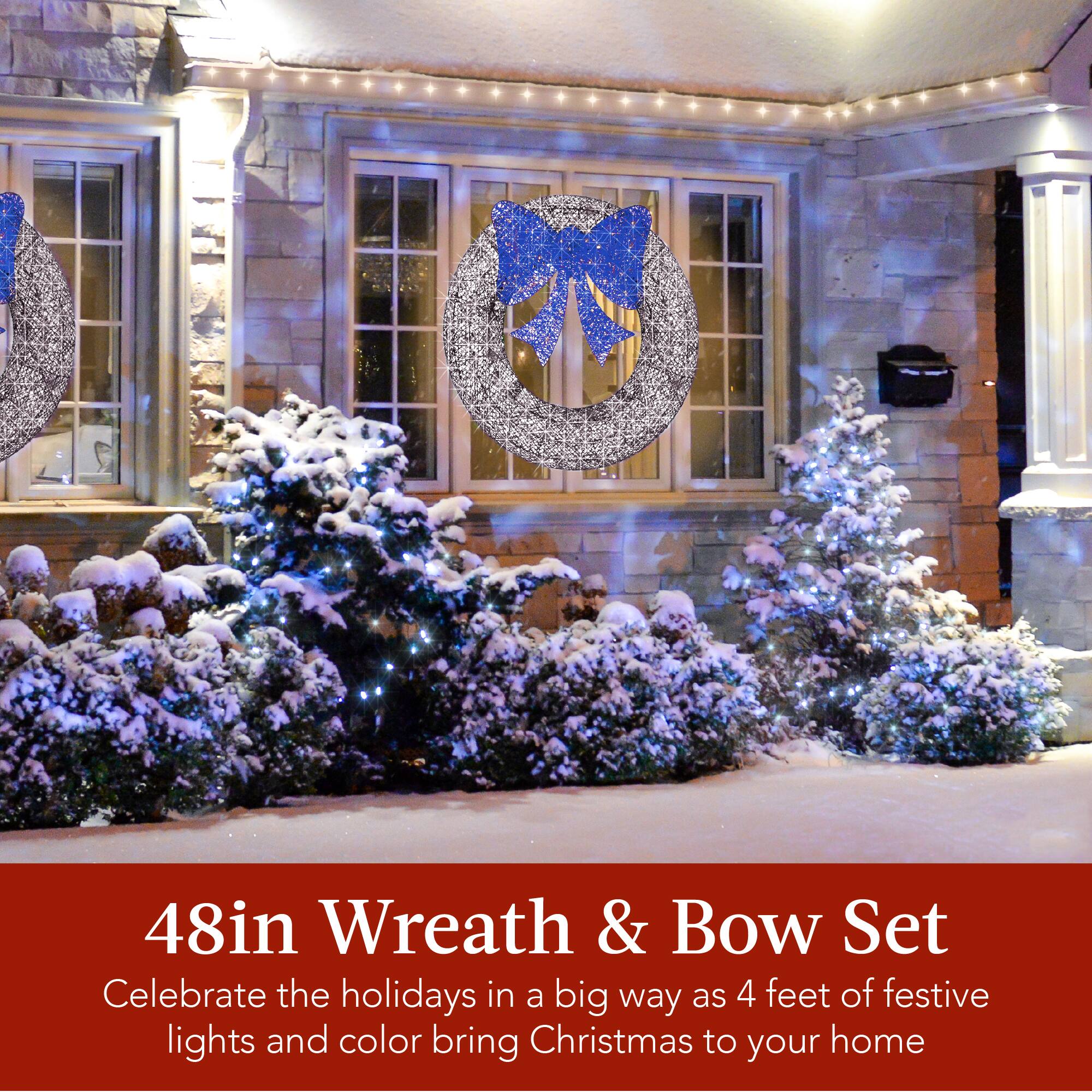 48in Wreath & Bow Set

Celebrate the holidays in a big way as 4 feet of festive lights and color bring Christmas to your home