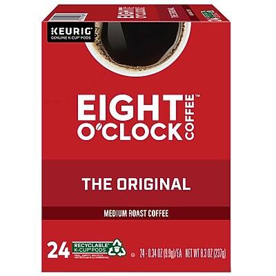 1. KEURIG GENUINE KCUP PODS
2. EIGHT O'CLOCK COFFEE
3. THE ORIGINAL
4. MEDIUM ROAST COFFEE
5. 24 RECYCLABLE K-CUP PODS
6. 24 - 0.34 OZ (39.9g) EACH
7. NET WT 8.3 OZ (237g)