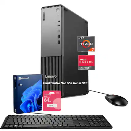 ThinkCentre i AMD2 RYZEN 7 AMD2 RADEON GRAPHICS wdeis: Windows 11 Pro Lenovo ThinkCentre Neo 55s Gen 6 SFF - ADATA 64GB