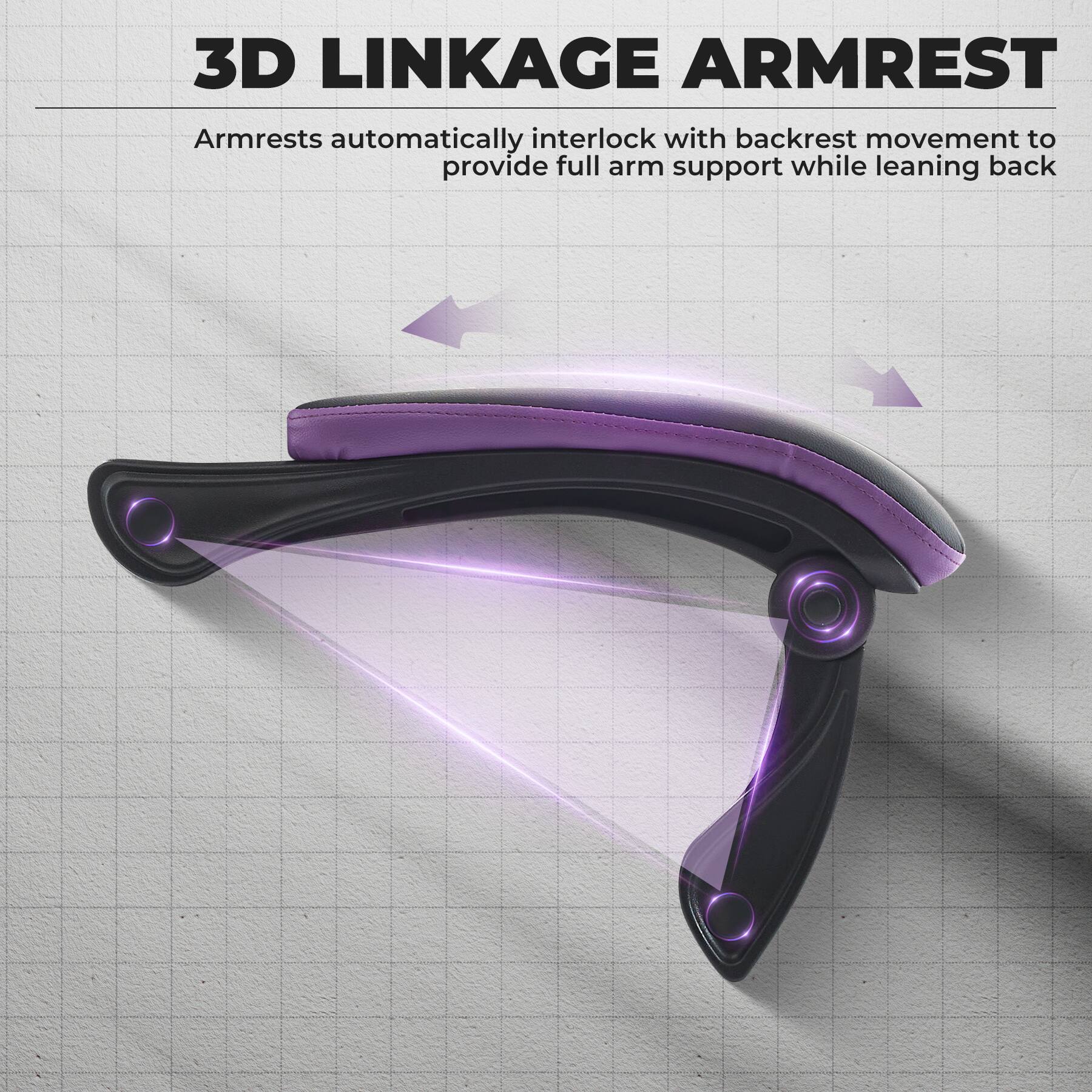 3D LINKAGE ARMREST

Armrests automatically interlock with backrest movement to provide full arm support while leaning back