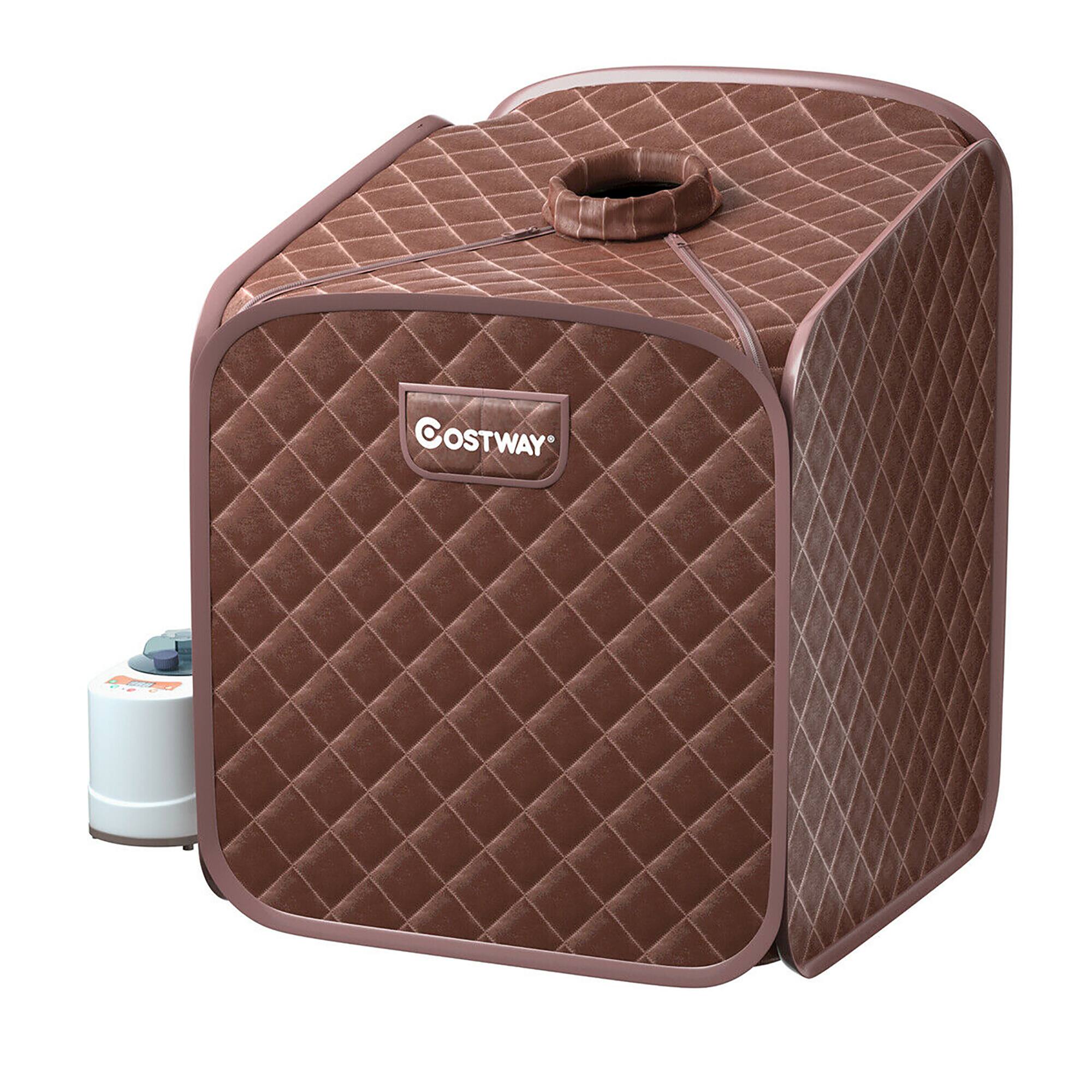 Alt View 19. Costway - Portable 2L Steam Sauna Spa Tent w/Chair Coffee - Coffee.