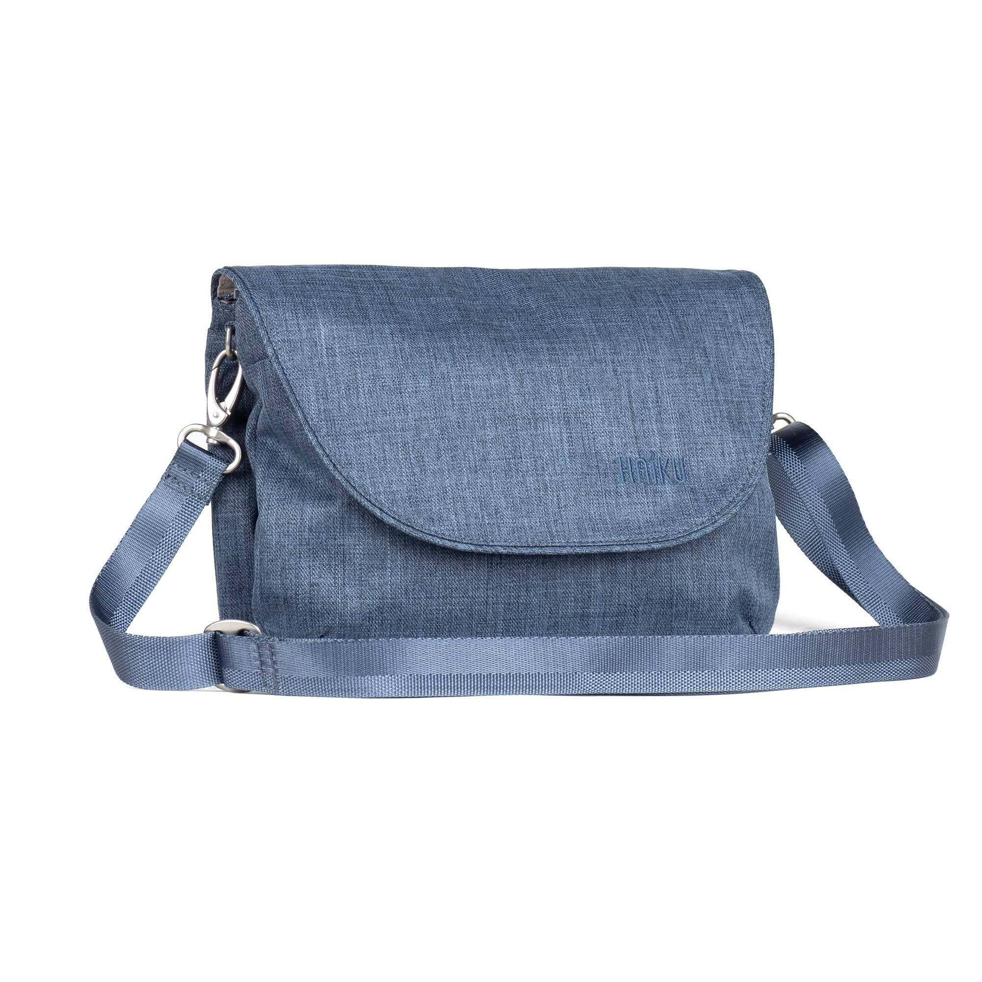 Angle. Haiku - Haiku Bliss RFID Blocking Crossbody Saddle Bag - River Rock.