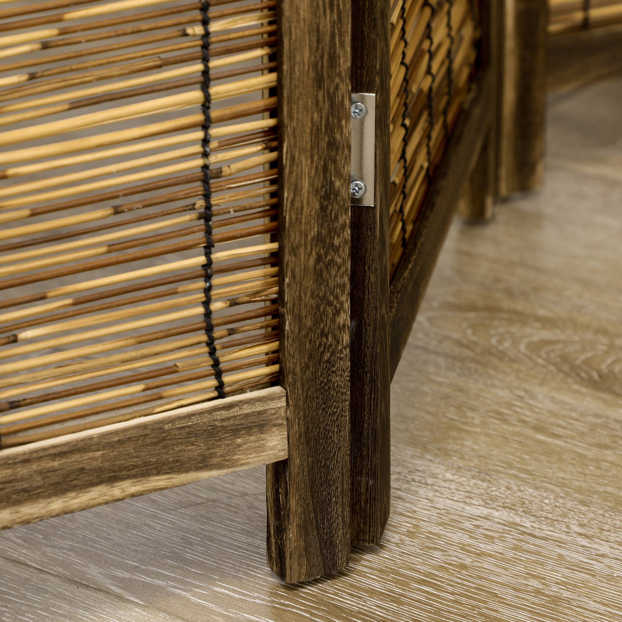 Alt View 8. Homcom - Room Divider, Portable Folding Privacy Screens, Reed Hand-Woven Freestanding Partition Wall Dividers for Home Office - Brown.