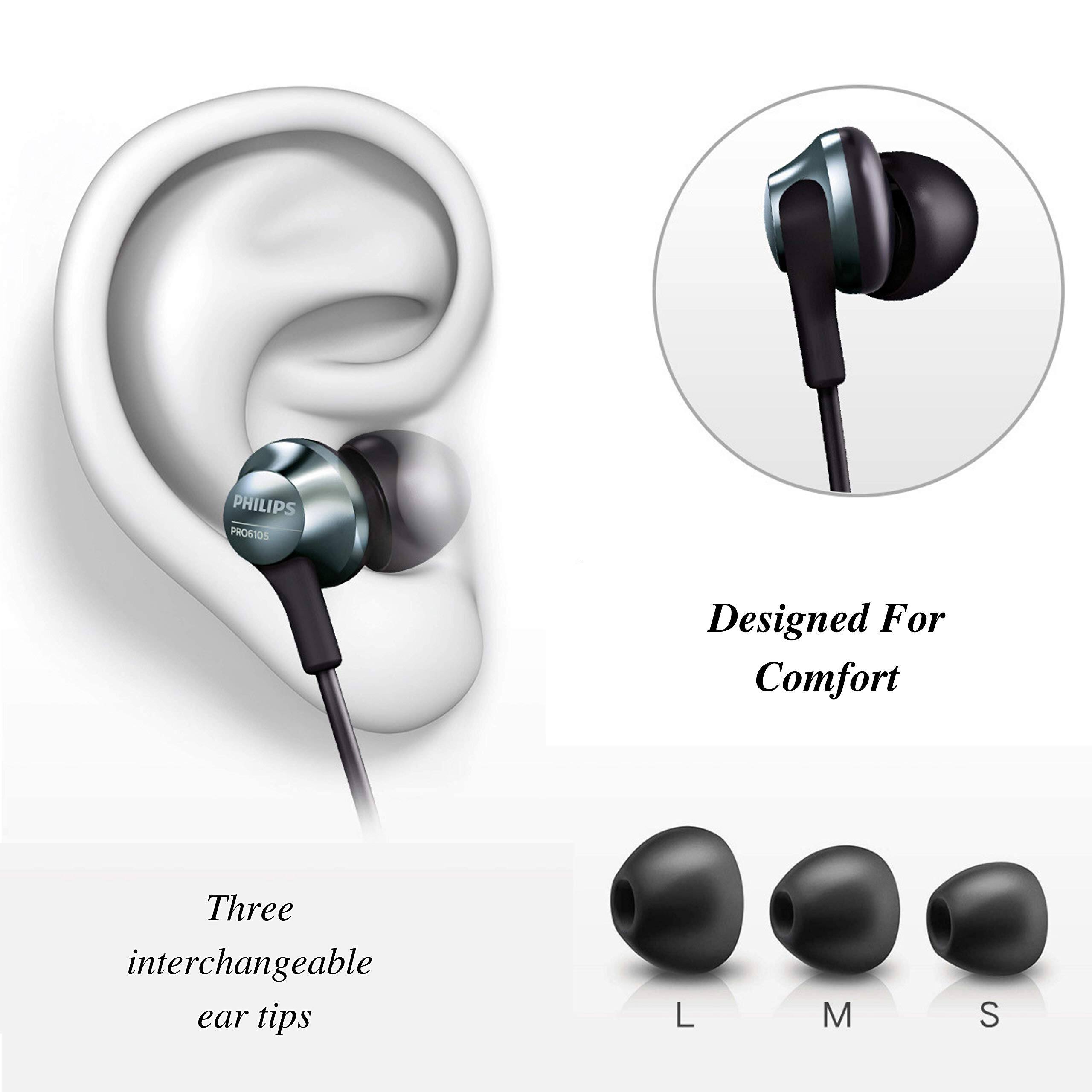 PHILIPS PRO6105 Designed For Comfort  
Three interchangeable ear tips  
L M S