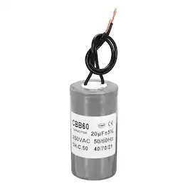 Unique Bargains - 20uF CBB60 Running Capacitor, AC 250V 2 Wires 50/60Hz Cylinder 74x38mm Grey for Water Pumps, Washing Machines - Gray