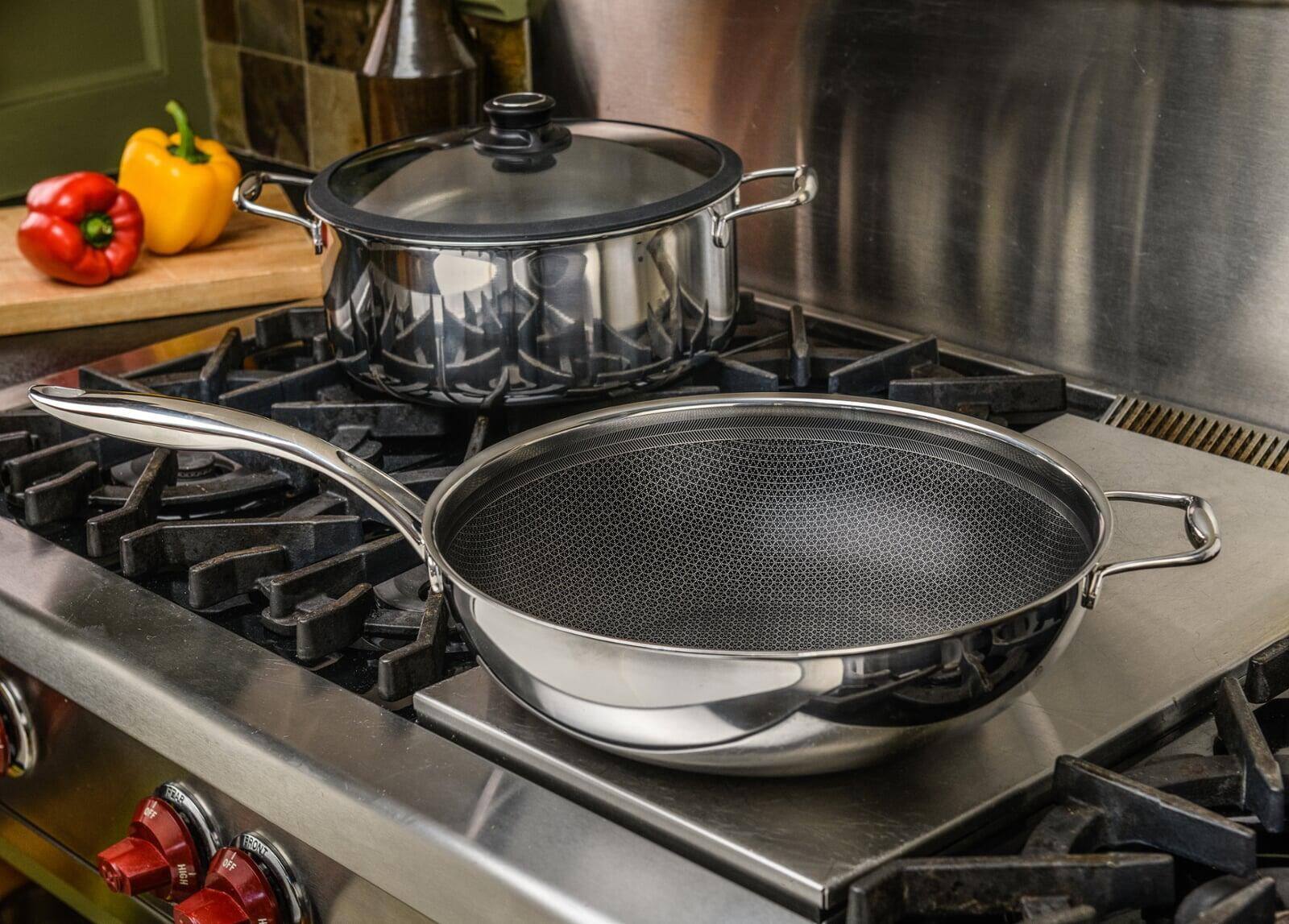 Alt View 1. Frieling - Black Cube 12-1/2 Inch Stainless/Nonstick Hybrid Wok - Silver.