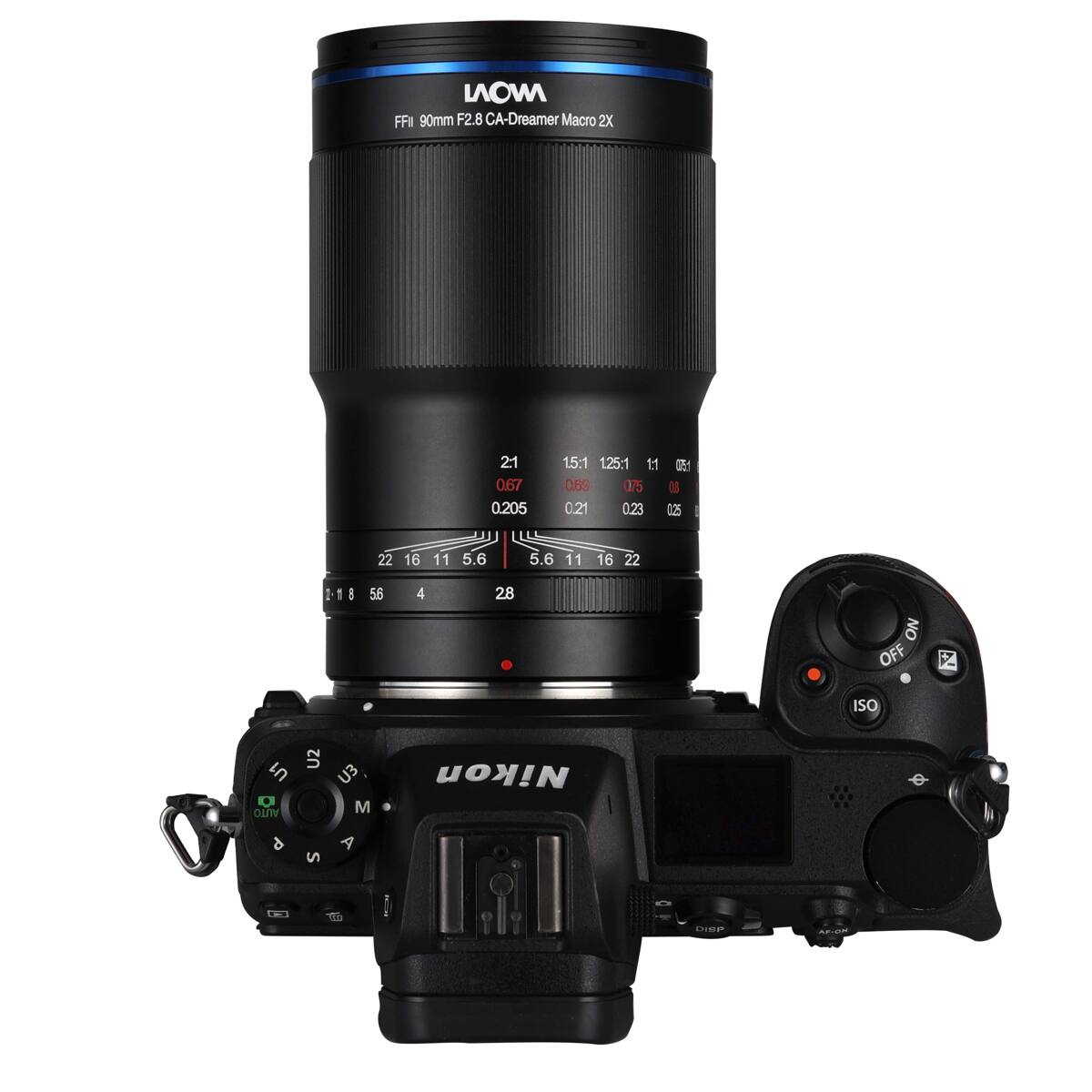 MOVI FFI 90mm F2.8 CA-Dreamer Macro 2X  
2:1  
0.67  
0.205  
15:1  
125:1  
1 069 075  
0.21  
0.23  
0!  
0O  
1 22 16 11 5.6 5.6 11 16 22 1-18 1 1 ! 56 4 28  
ON OFF Z ISO  
OENY 6 U2 S U3 M  
Nikon
