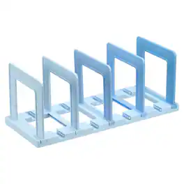 Unique Bargains - Desk File Sorter 4 Section Plastic Vertical Dividers Mail Organizer Magazine Holder Rack for Home Office - Blue