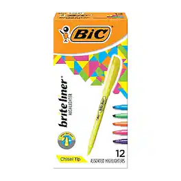 BIC America - BIC Brite Liner Stick Highlighter, Chisel Tip, Dozen (BL11-AST) - Assorted Colors
