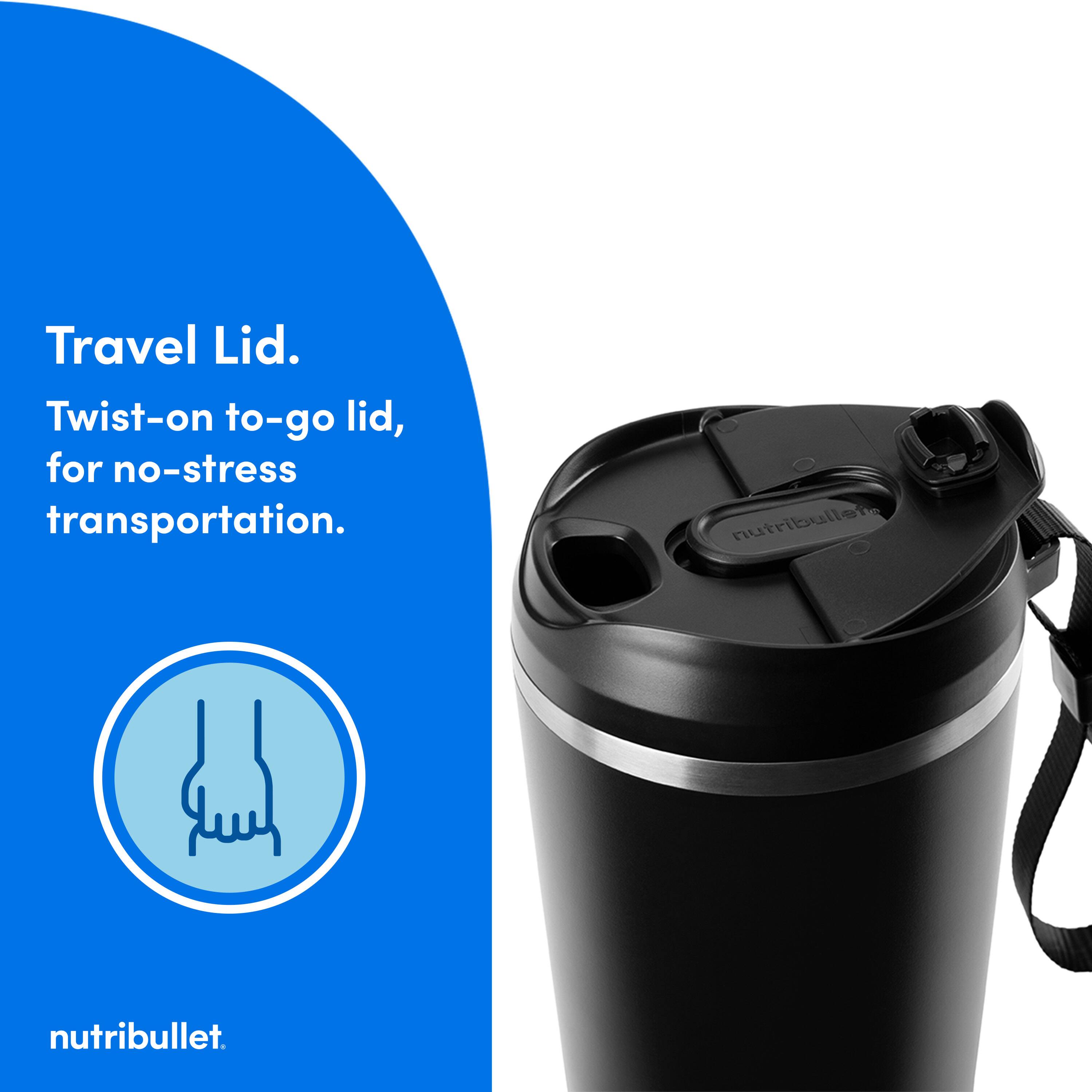 Travel Lid. Twist-on to-go lid, for no-stress transportation. NutriBullet.