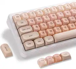 Womier - PBT Keycaps, Jelly Keycap Foundation MOA Profile for Cherry Gateron MX Swithes Mechanical Keyboards - Pink