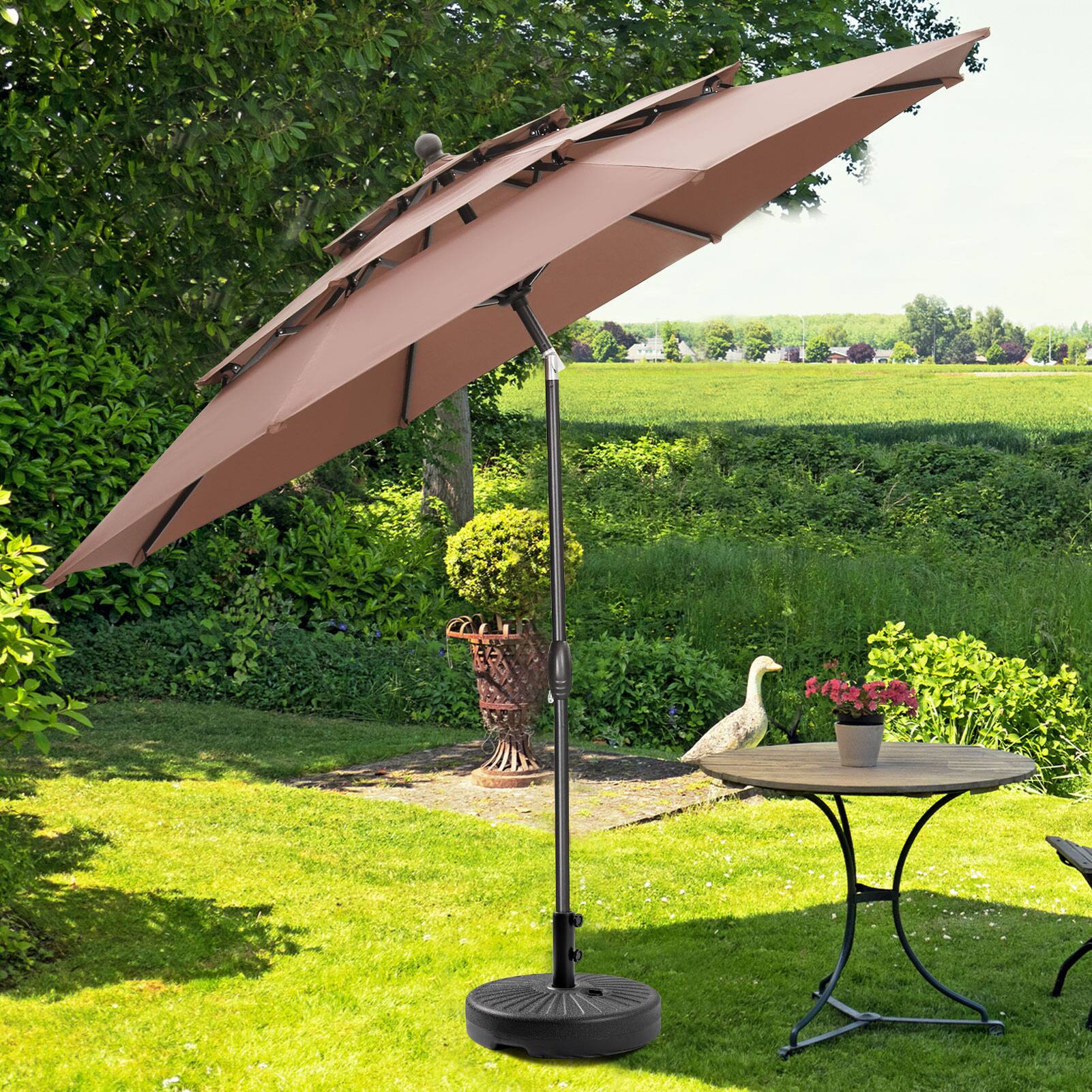 Alt View 1. Ainfox - Ainfox 10FT 3 tier vented Patio Umbrella Outdoor Table Umbrella - Coffee.