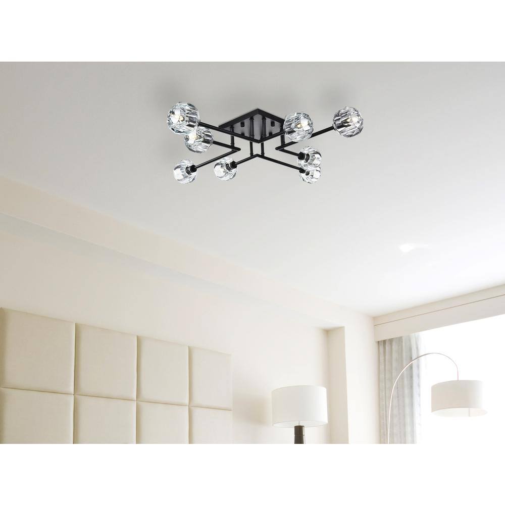 Angle. Elegant Lighting - Eren 31 inch Flush Mount in Black - Black.