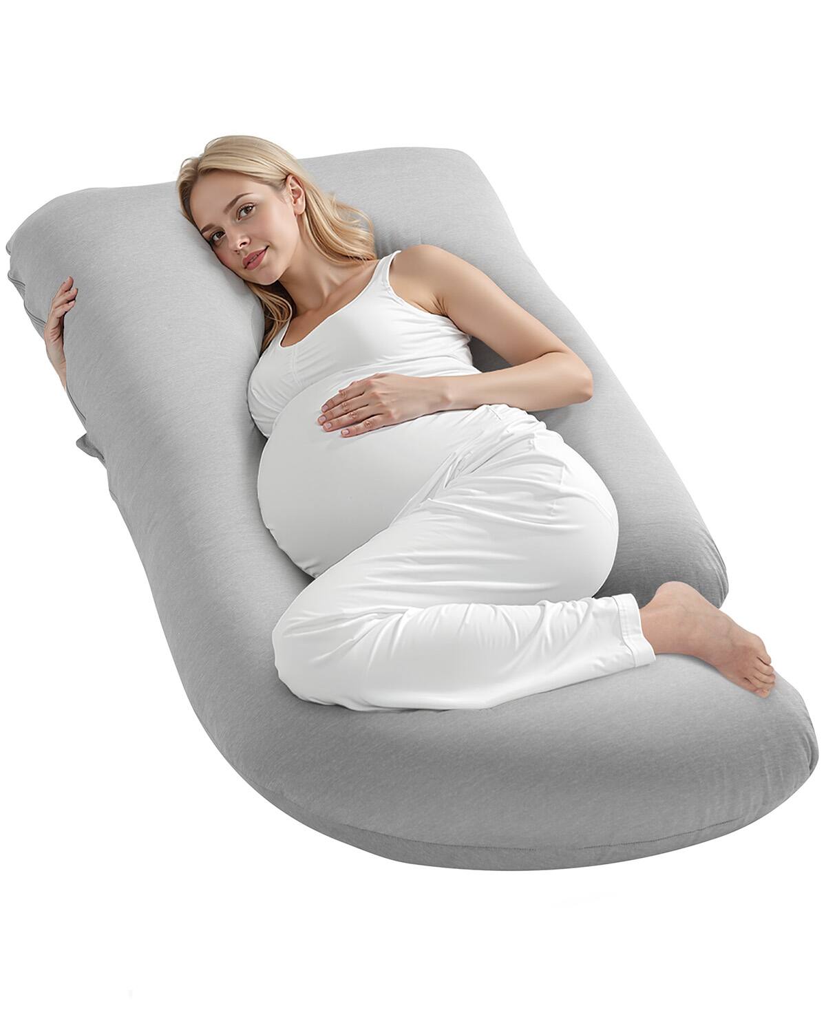 Front. VEVOR - Pregnancy Pillow, G-Shaped Maternity Pillow for Sleeping, Full-Body Support Pillow with Removable & Washable Cover - Gray.