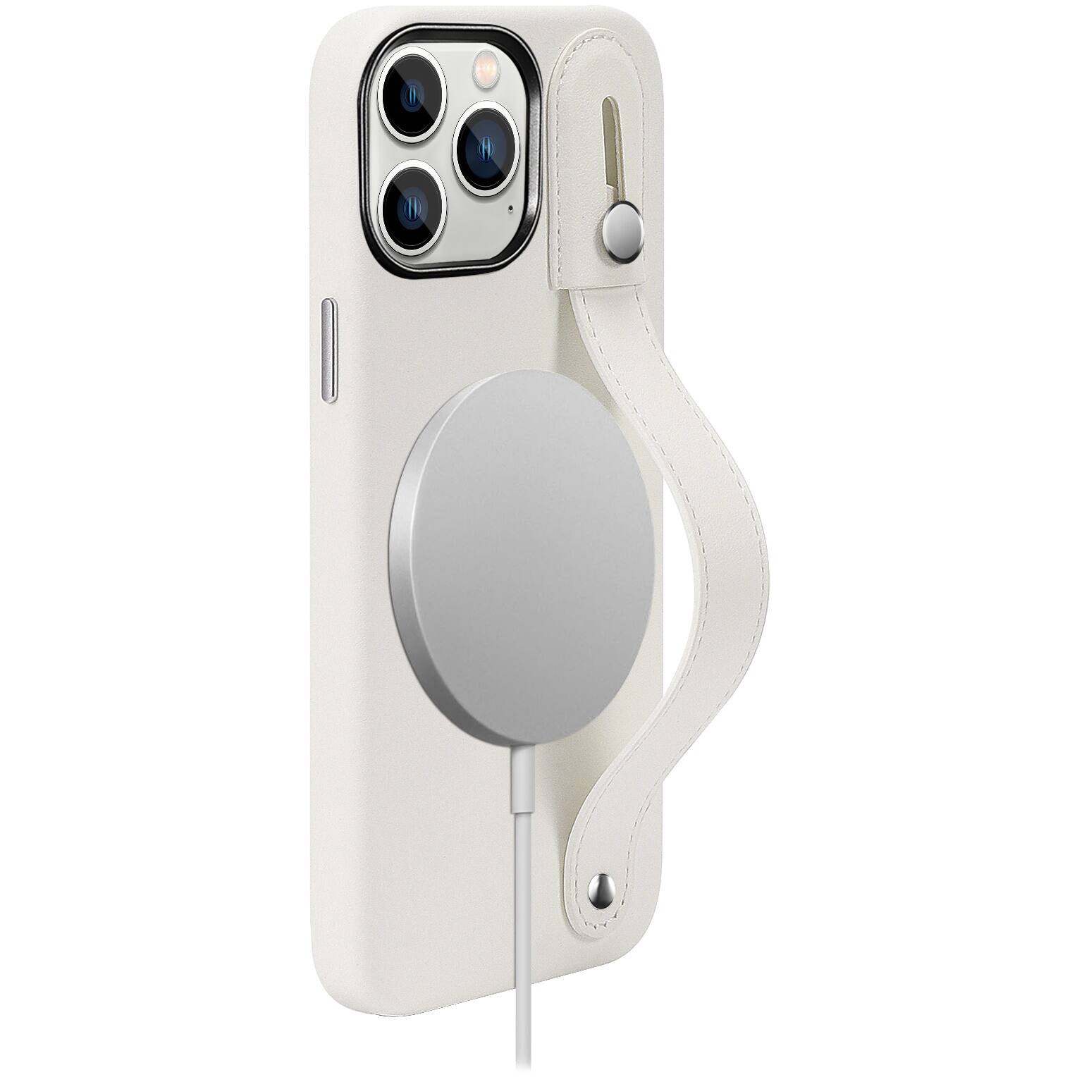 Alt View 16. SaharaCase - FingerGrip Series Genuine Leather Case with MagSafe for Apple iPhone 15 Pro Max - White.