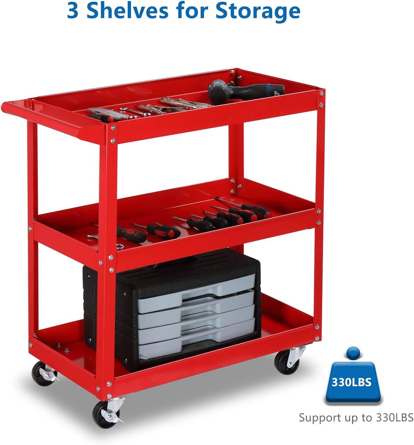 3 Shelves for Storage

Support up to 330LBS