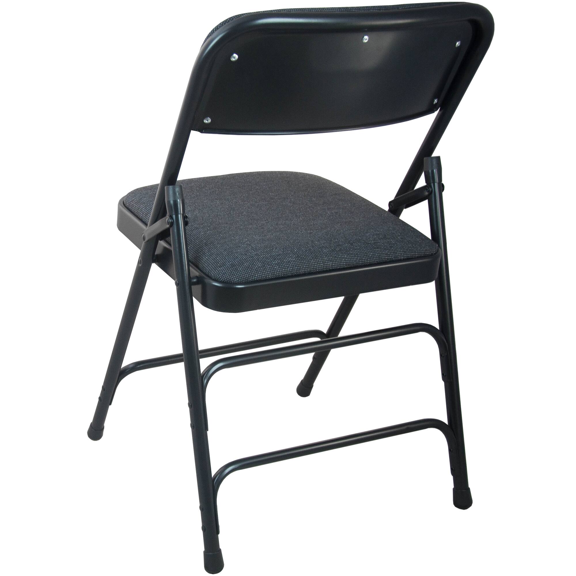 Alt View 1. Emma + Oliver - Padded Metal Folding Chair - Fabric Seat - Black Fabric/Black Frame.