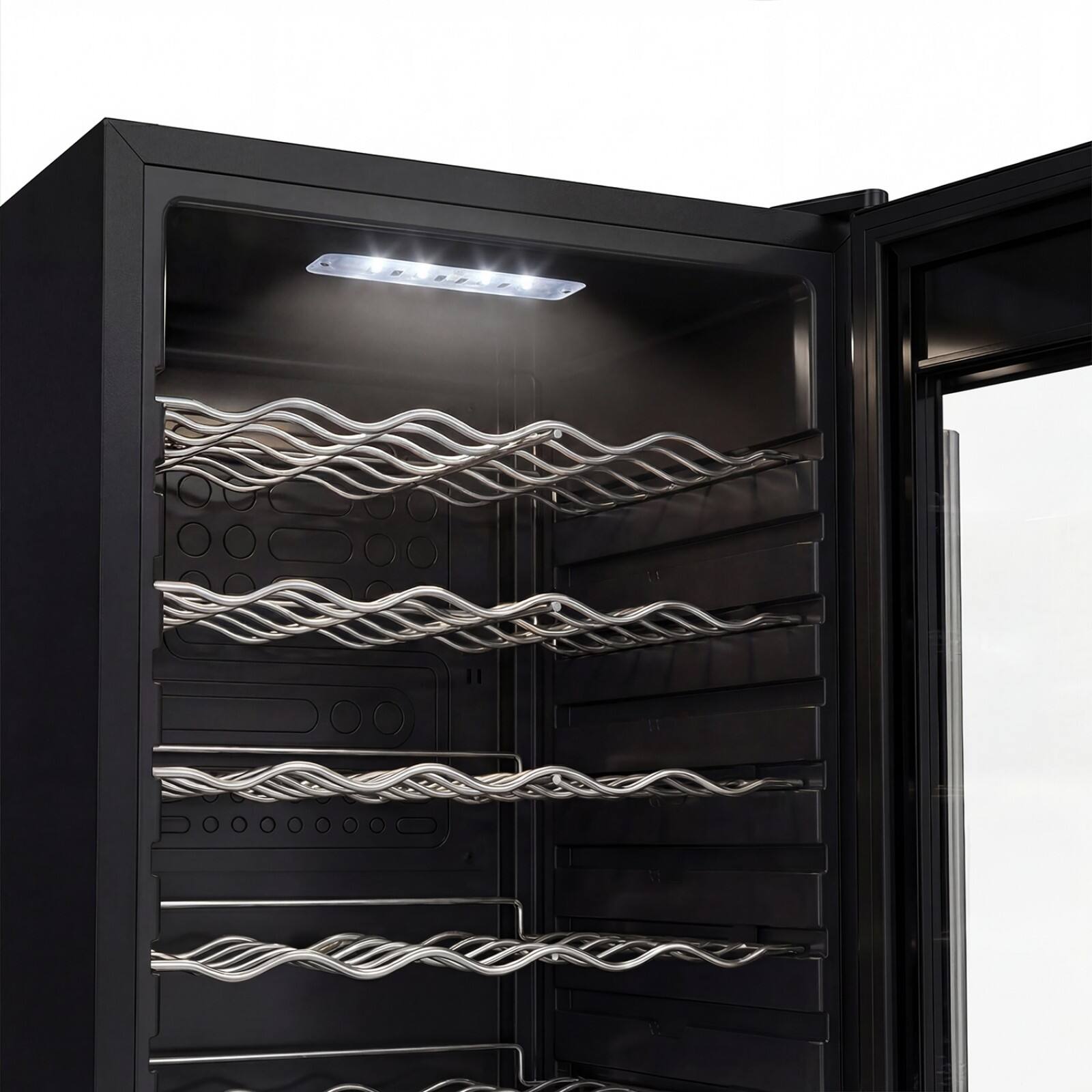 Alt View 4. Famapy - 34 Bottle Compressor Wine Cooler - Stainless Steel Freestanding Wine Fridge with Temperature Control for Home Bar - Black.