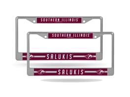 Rico Industries - Southern Illinois Salukis (Set of 2) Chrome Metal License Plate Frames - Multi