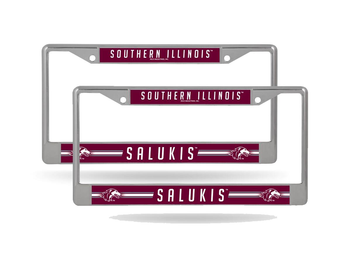 Southern Illinois Salukis (Set of 2) Chrome Metal License Plate Frames