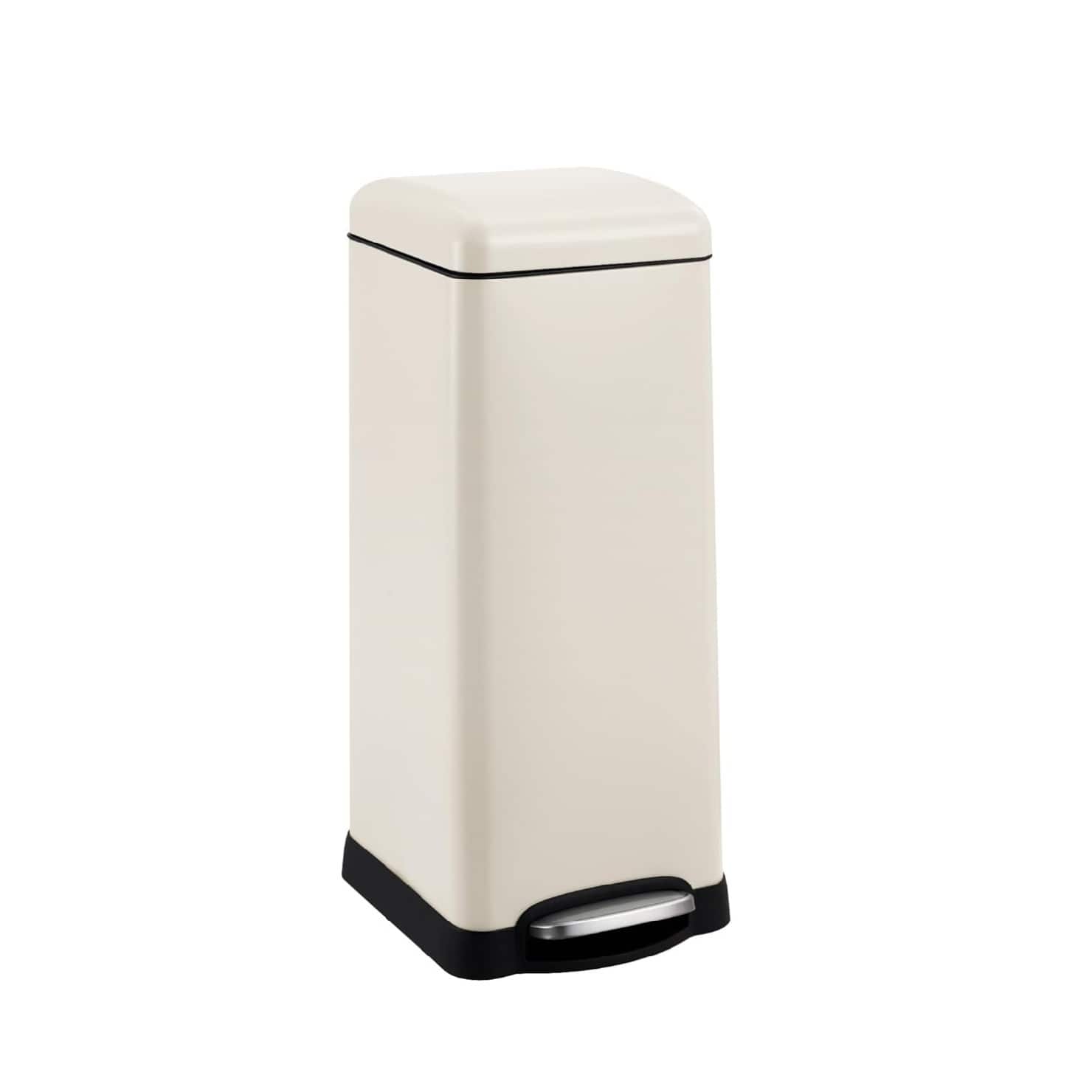 GARVEE - 8 Gallon / 30 Liter Trash Can with Soft-Close Lid, Stainless Steel Garbage Can with Removable Inner Bucket - Beige
