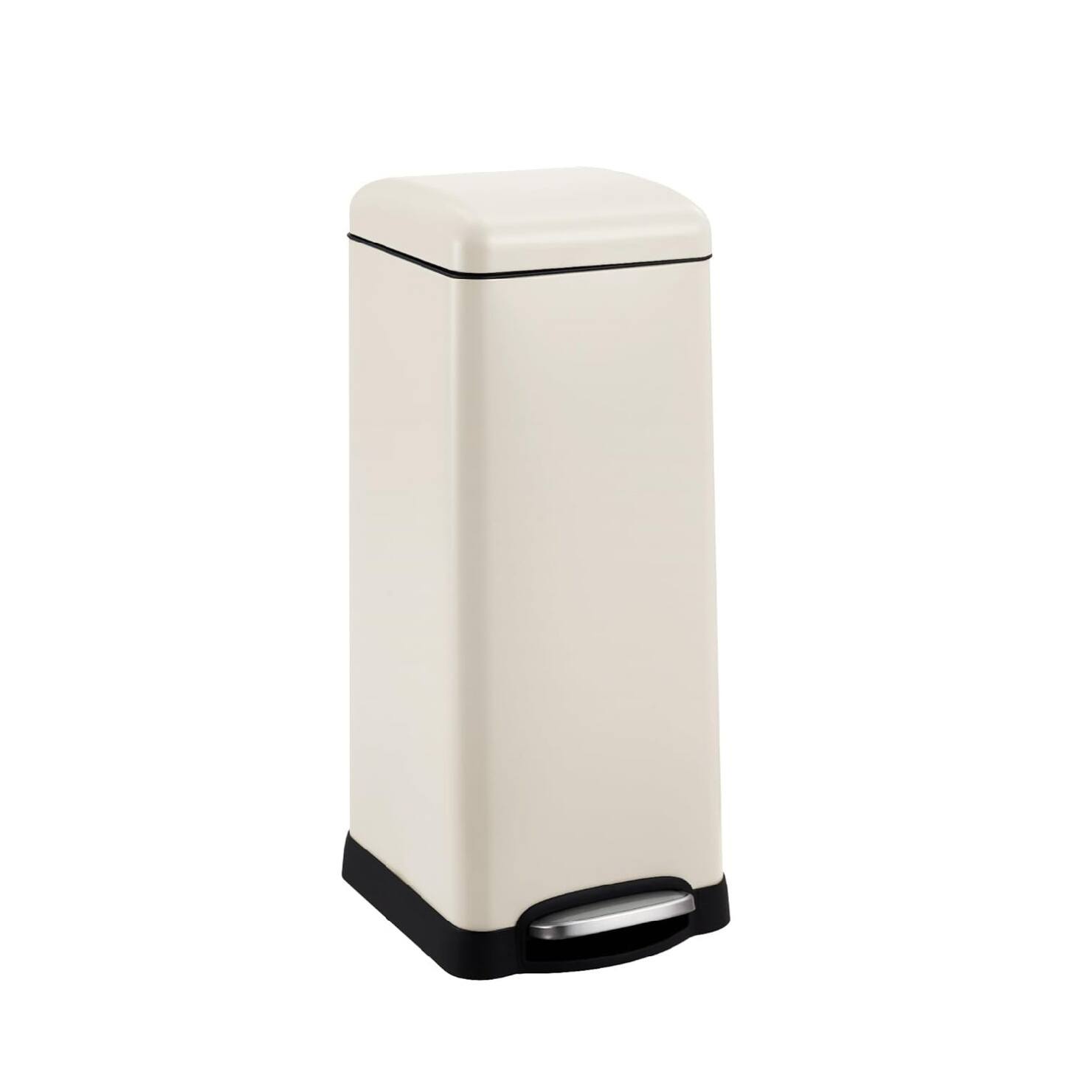 Front. GARVEE - 8 Gallon / 30 Liter Trash Can with Soft-Close Lid, Stainless Steel Garbage Can with Removable Inner Bucket - Beige.