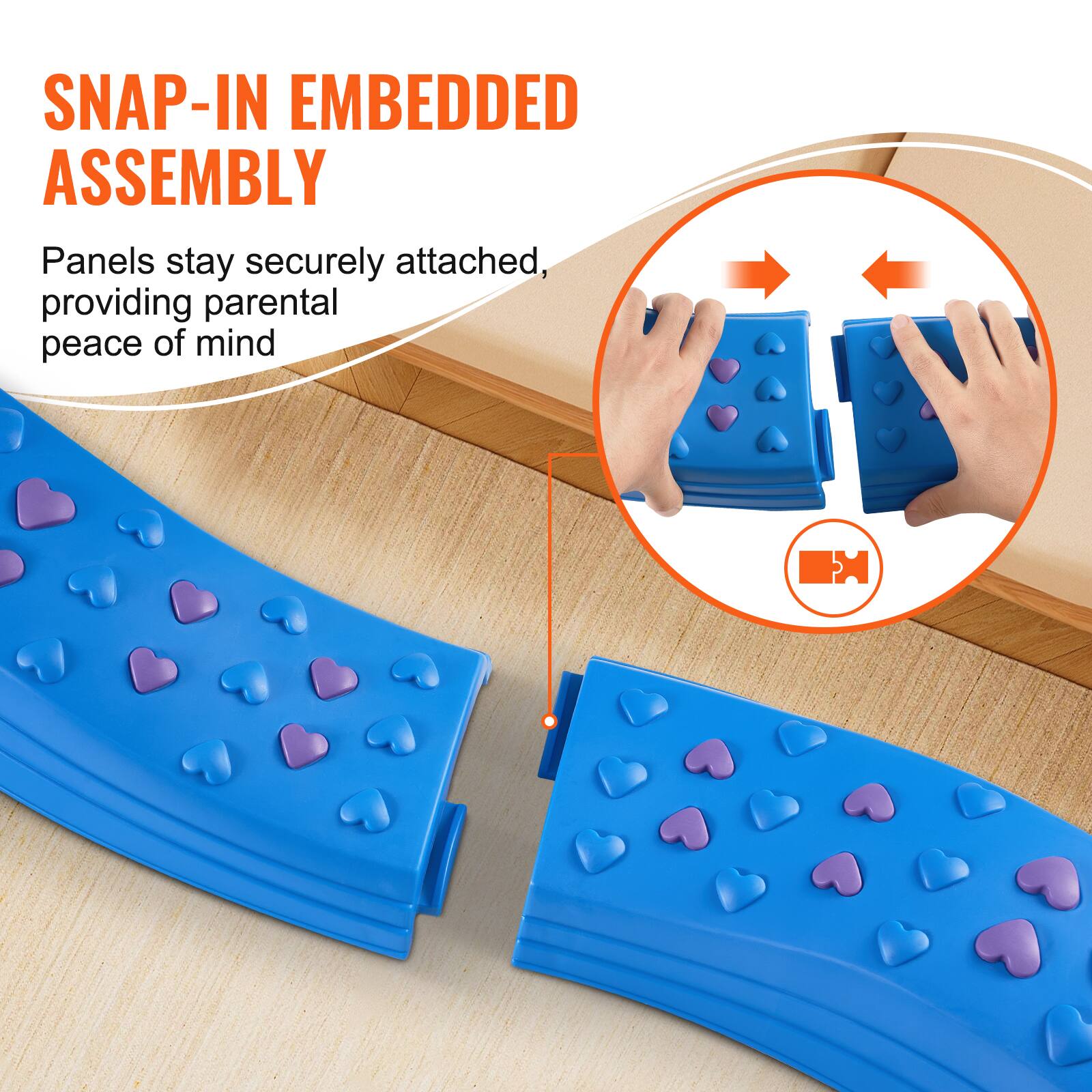 SNAP-IN EMBEDDED ASSEMBLY

Panels stay securely attached, providing parental peace of mind