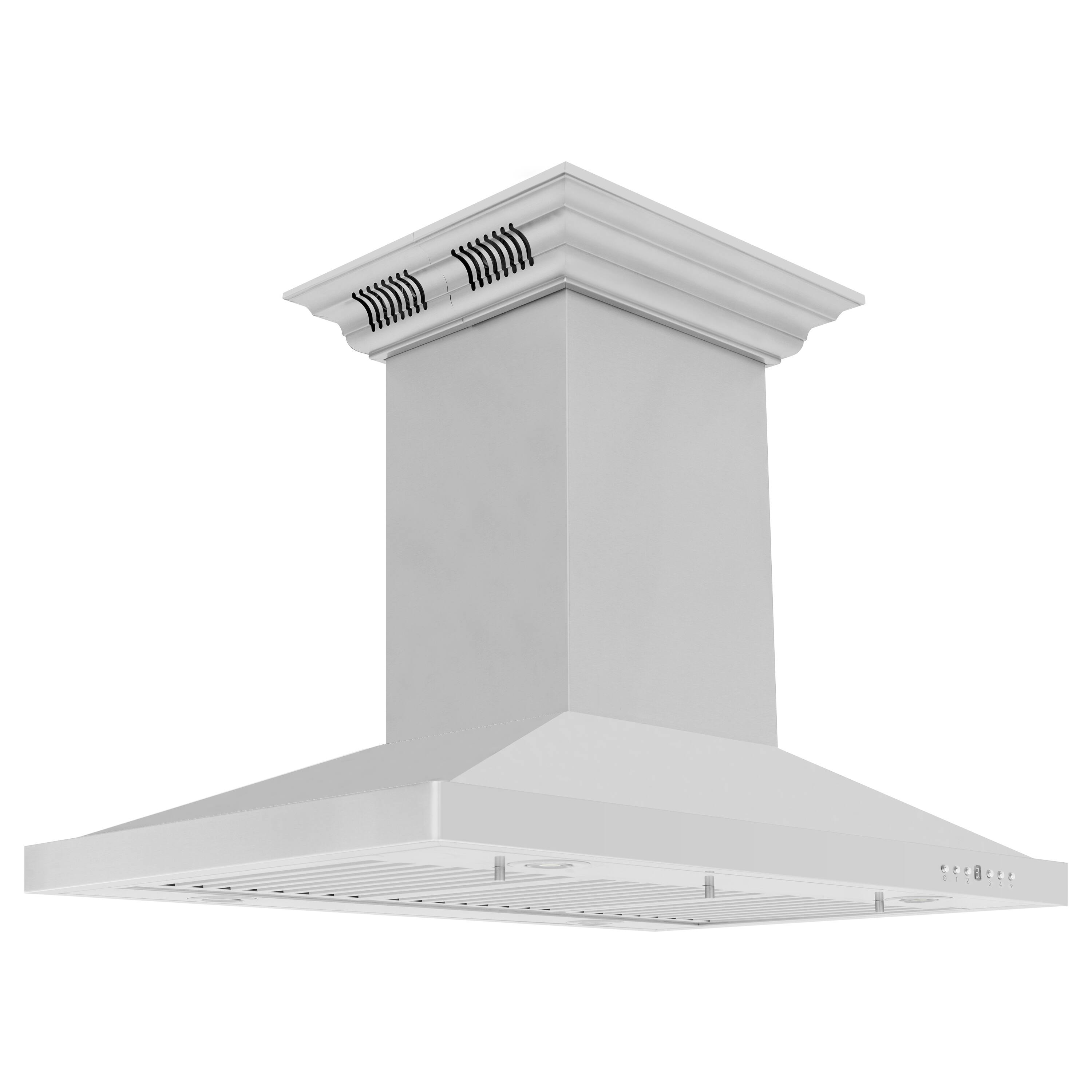 Back. ZLINE - 36 in. ZLINE CrownSound™Ducted Vent Island Mount Range Hood in Stainless Steel with Built-in Bluetooth Speakers - Stainless Steel.