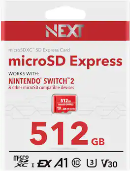 NEXT - Express 512GB microSD PCIe 3.1 NVMe UHS-I Memory Card works with Nintendo Switch 2
