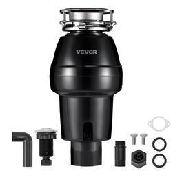 VEVOR - Garbage Disposal, 3/4 HP 3260RPM Continuous Feed Food Waste Disposer, 3-Bolt Mount Food Waste Grinding System - Black