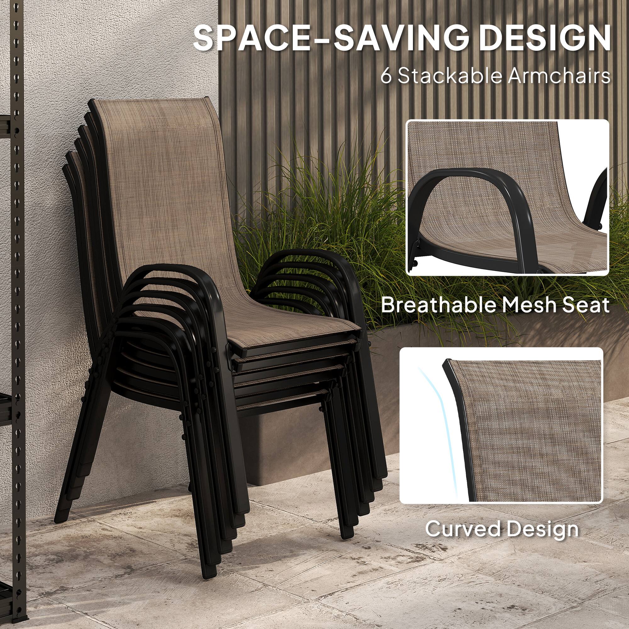 SPACE-SAVING DESIGN  
6 Stackable Armchairs  
Breathable Mesh Seat  
Curved Design